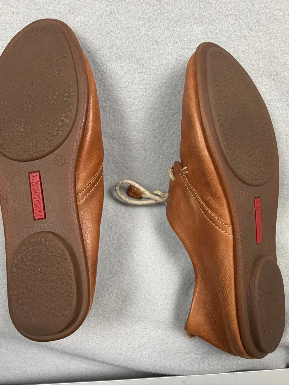 Pikolinos Calabria W9K-4985 Brandy Leather Lace-Up Flats Size 36